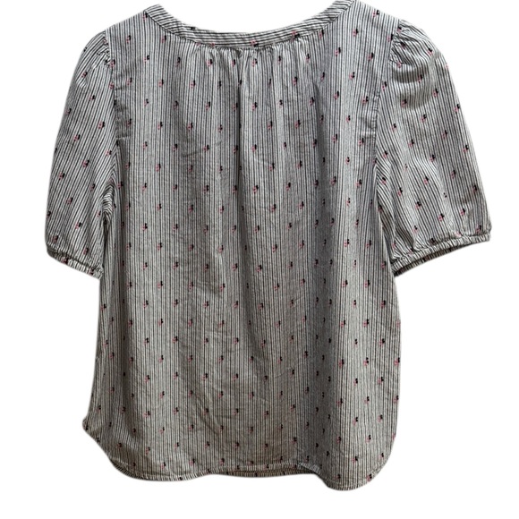 LOFT Women's Pinstripe Blouse - Black, White, and Red - Picture 5 of 6